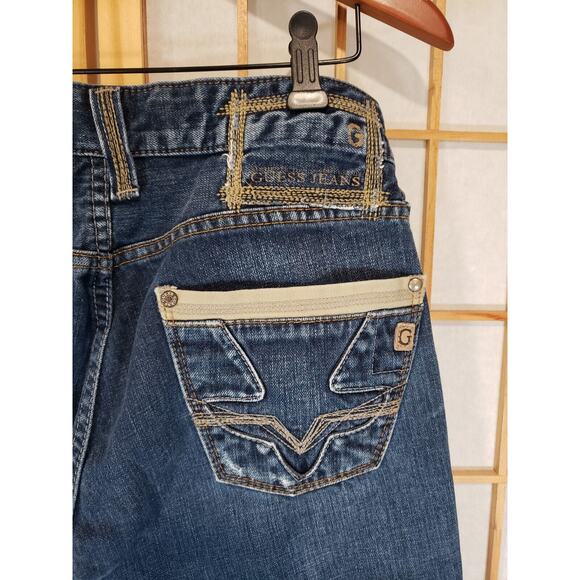 Guess Falcon Boot Cut Butterfly Jean 31 Distressed Wash Embroidered - Picture 10 of 16